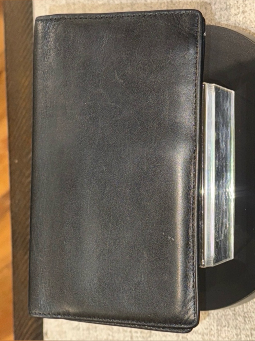 Perry Ellis Vintage Top Grain Leather Bifold Checkbook/Card Holder/Wallet (EUC)